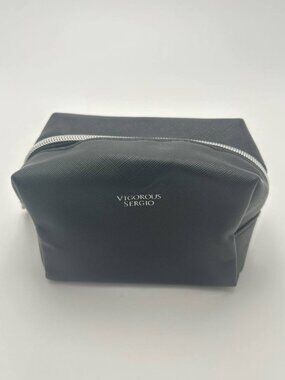 Vigorous Sergio Black Textured Cosmetic Bag Travel Makeup Case